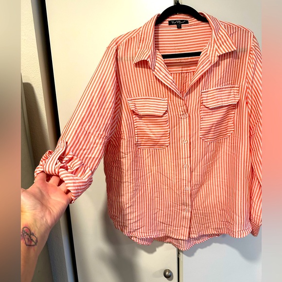 Velvet Heart Striped XL Button Down Shirt - Picture 1 of 14